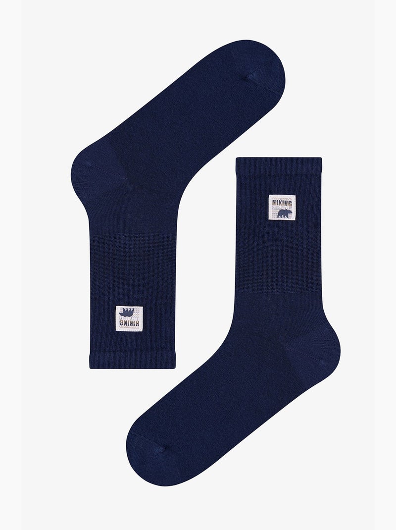 Calze uomo a metà polpaccio con stampa slogan dual shade, 2 paia penti Blu beige - Kiabi