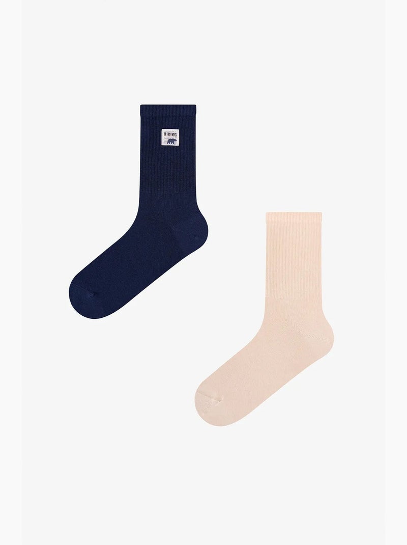 Calze uomo a metà polpaccio con stampa slogan dual shade, 2 paia penti Blu beige - Kiabi