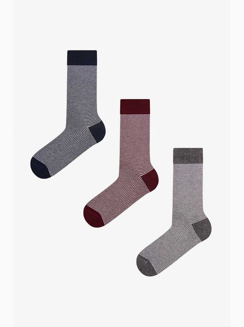 Calze uomo earth neutral a righe, confezione da 2 penti Blu Rosso Grigio - Kiabi