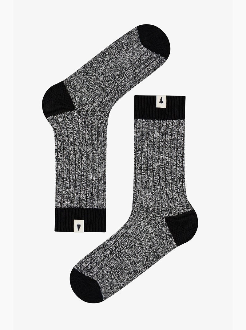Calze uomo pine a maglia di cotone, paio penti Grigio nero - Kiabi