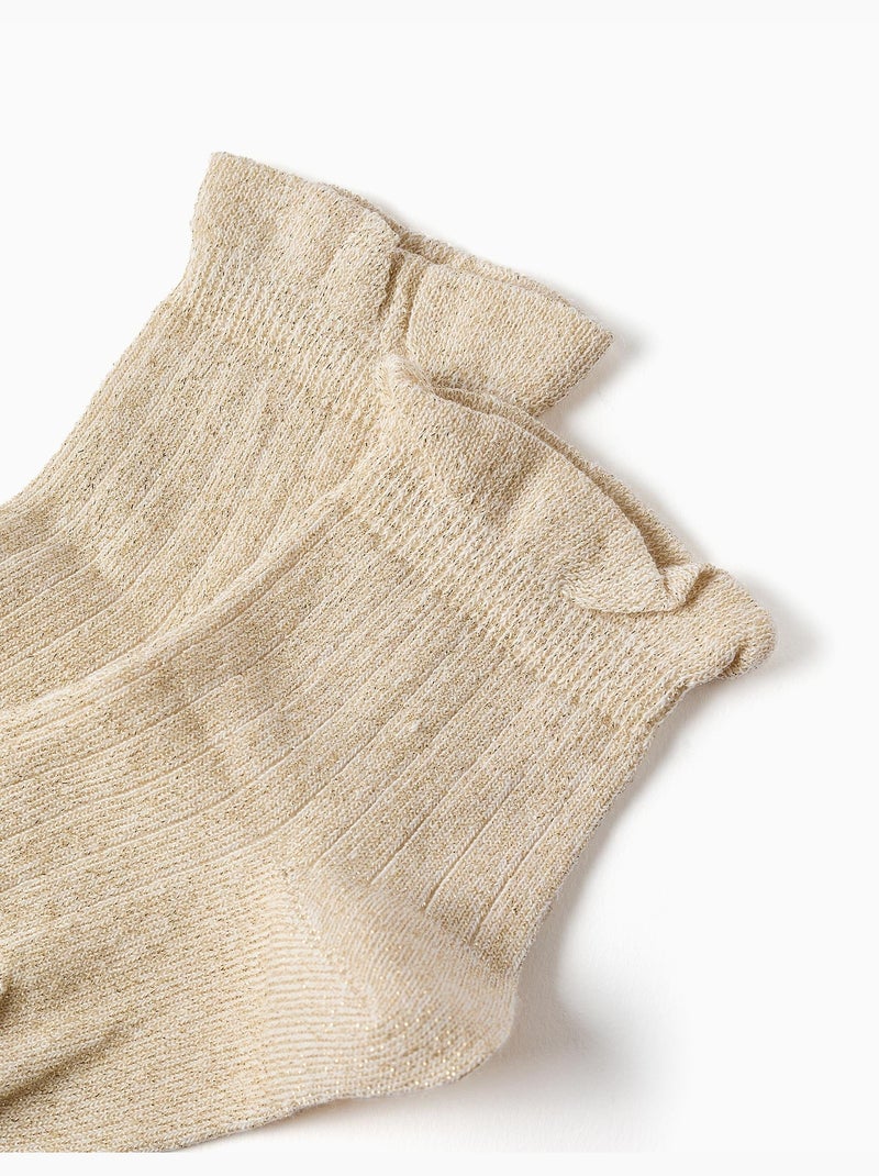 Calzini a coste con lurex e volant Dorato/Oro - Kiabi