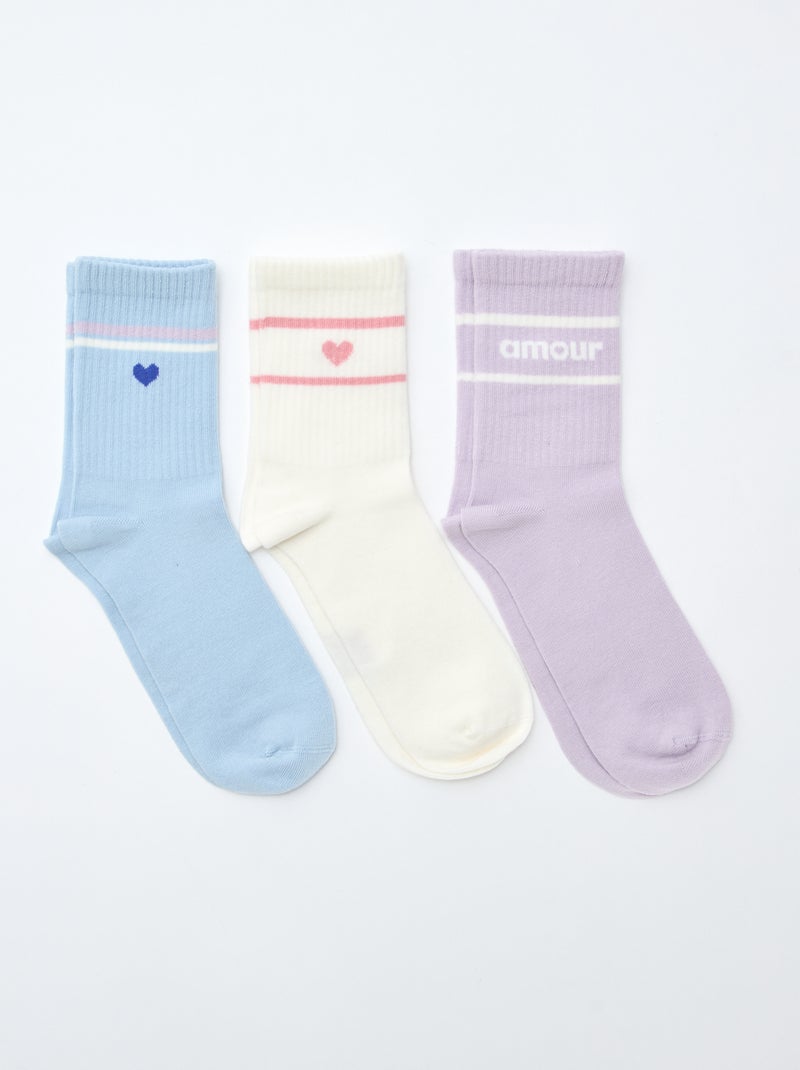 Calzini a coste fantasia Viola - Kiabi