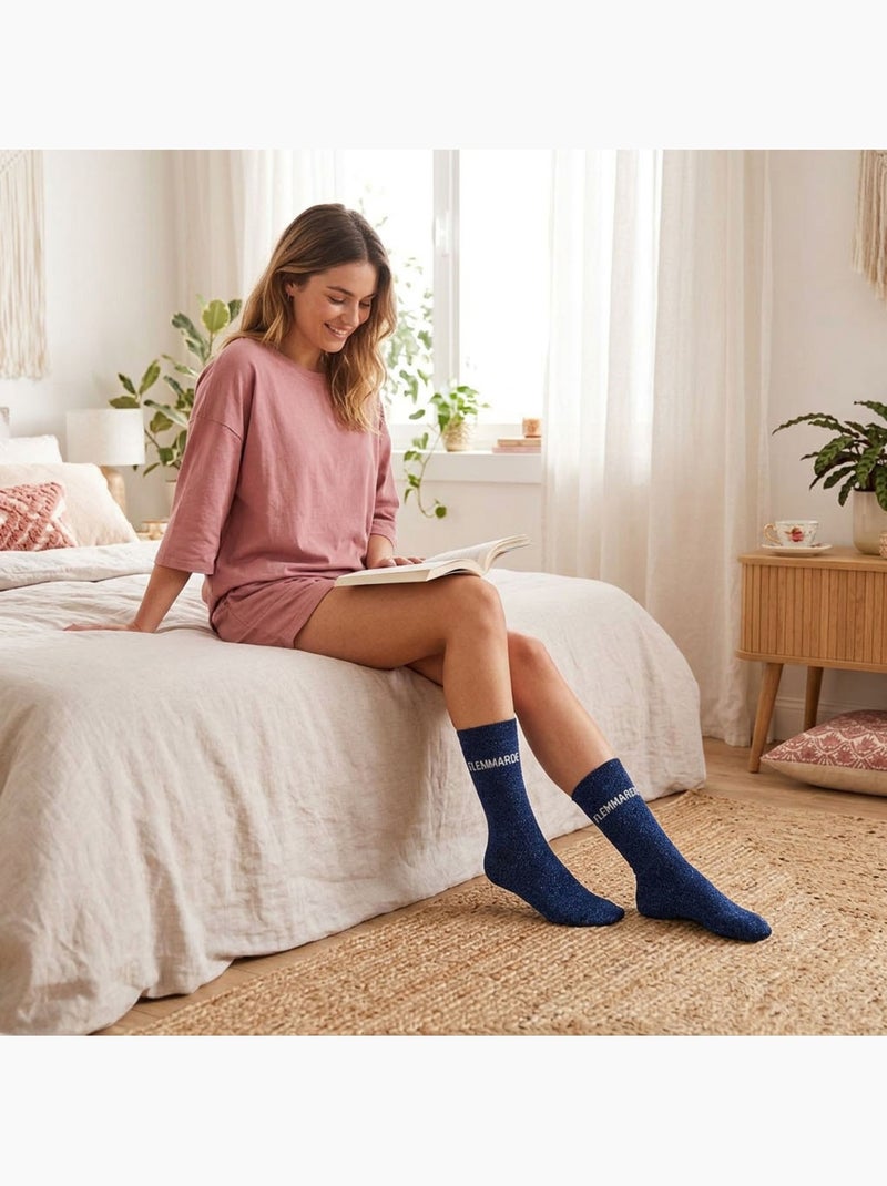 Calzini a Paillettes Donna Messaggio Umoristico Blu scuro - Kiabi