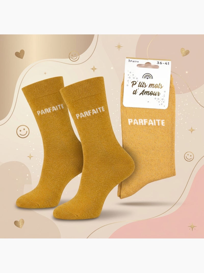 Calzini a Paillettes Donna Messaggio Umoristico Dorato/Oro - Kiabi
