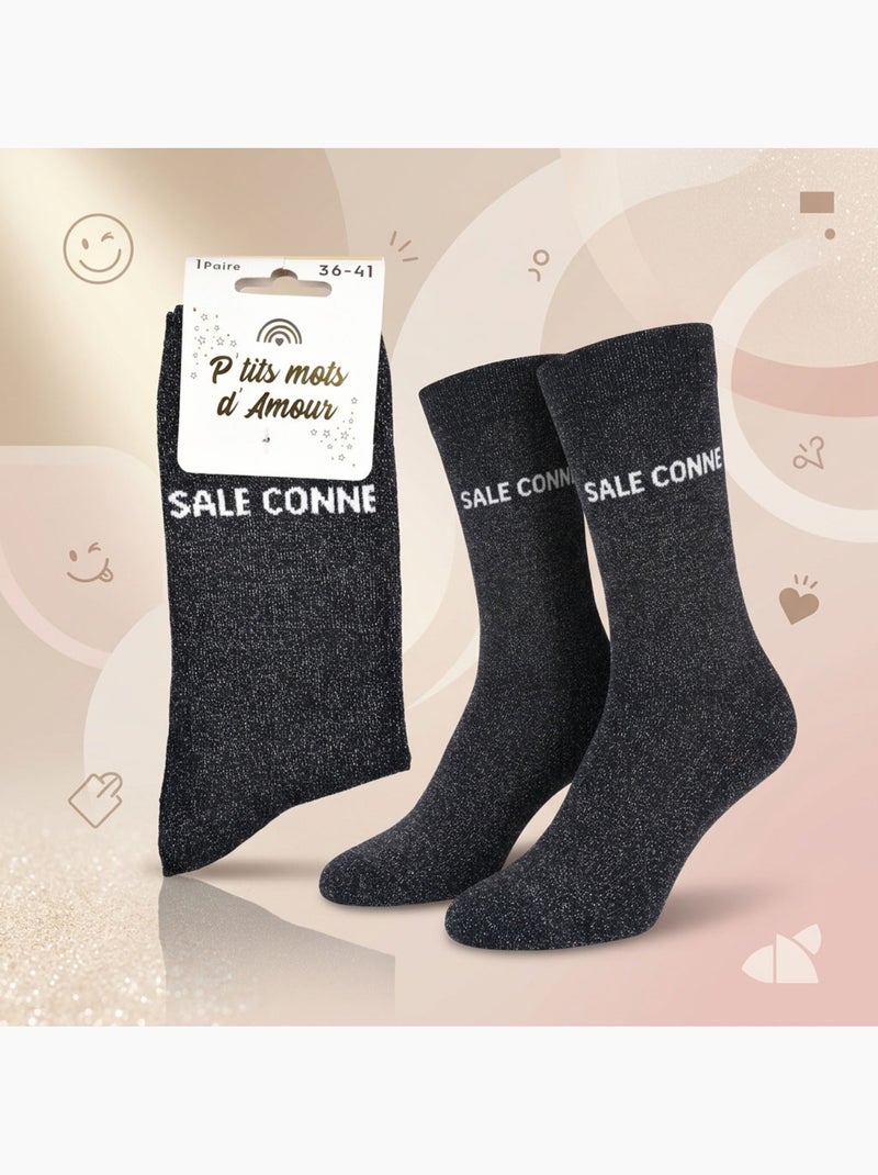 Calzini a Paillettes Donna Messaggio Umoristico Nero - Kiabi