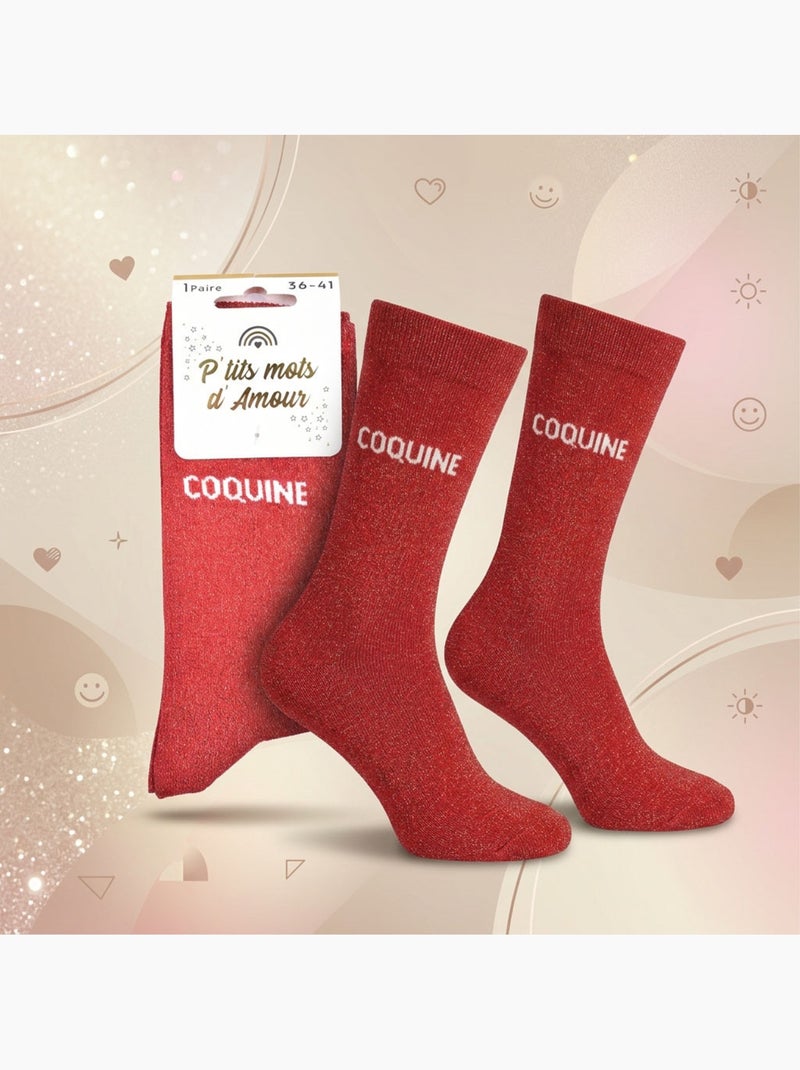 Calzini a Paillettes Donna Messaggio Umoristico Rosso - Kiabi