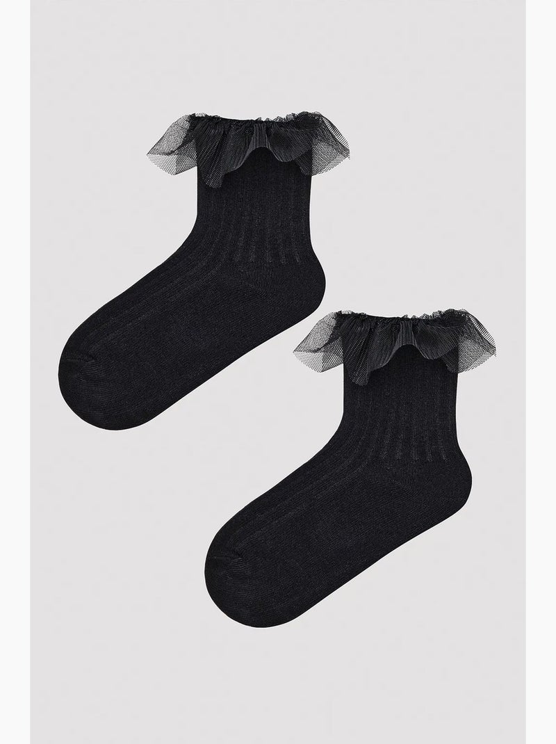 Calzini alla caviglia con volant penti Nero - Kiabi
