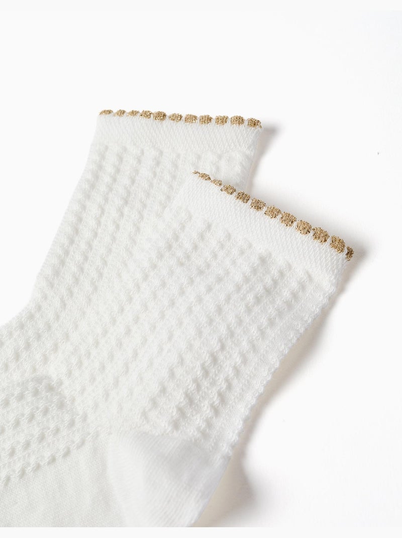 Calzini alti con jacquard e lurex Bianco - Kiabi