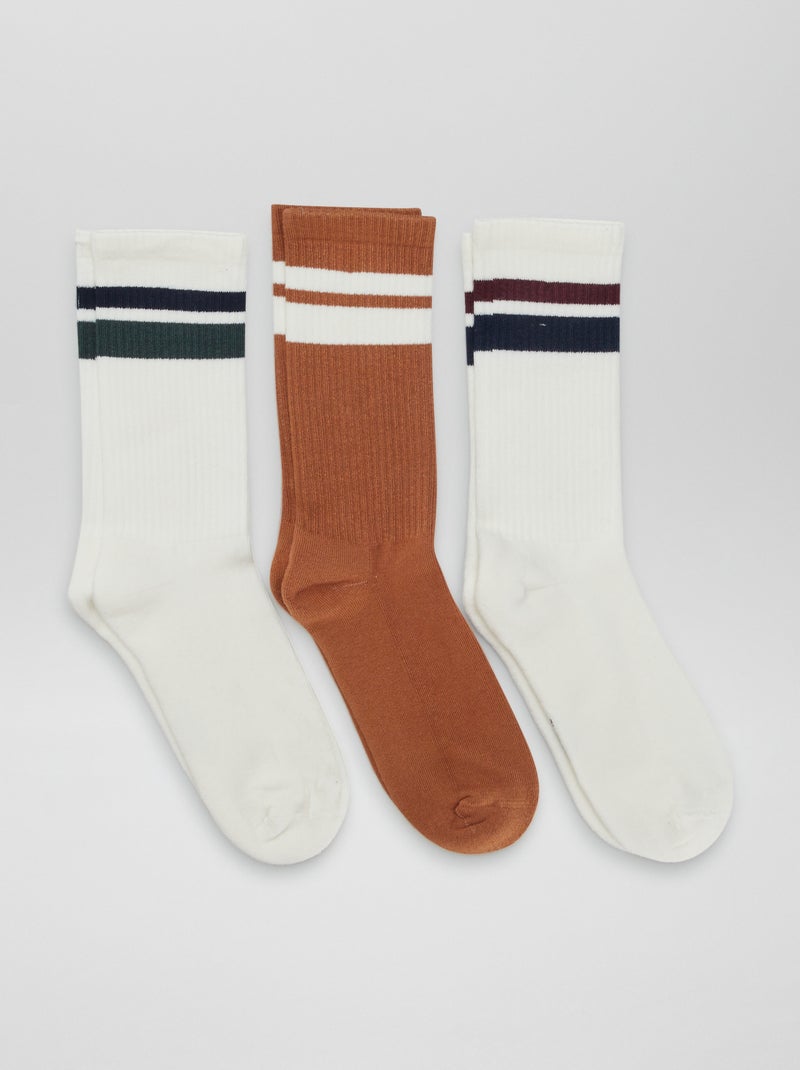 Calzini alti in maglia - Set di 3 MARRONE - Kiabi