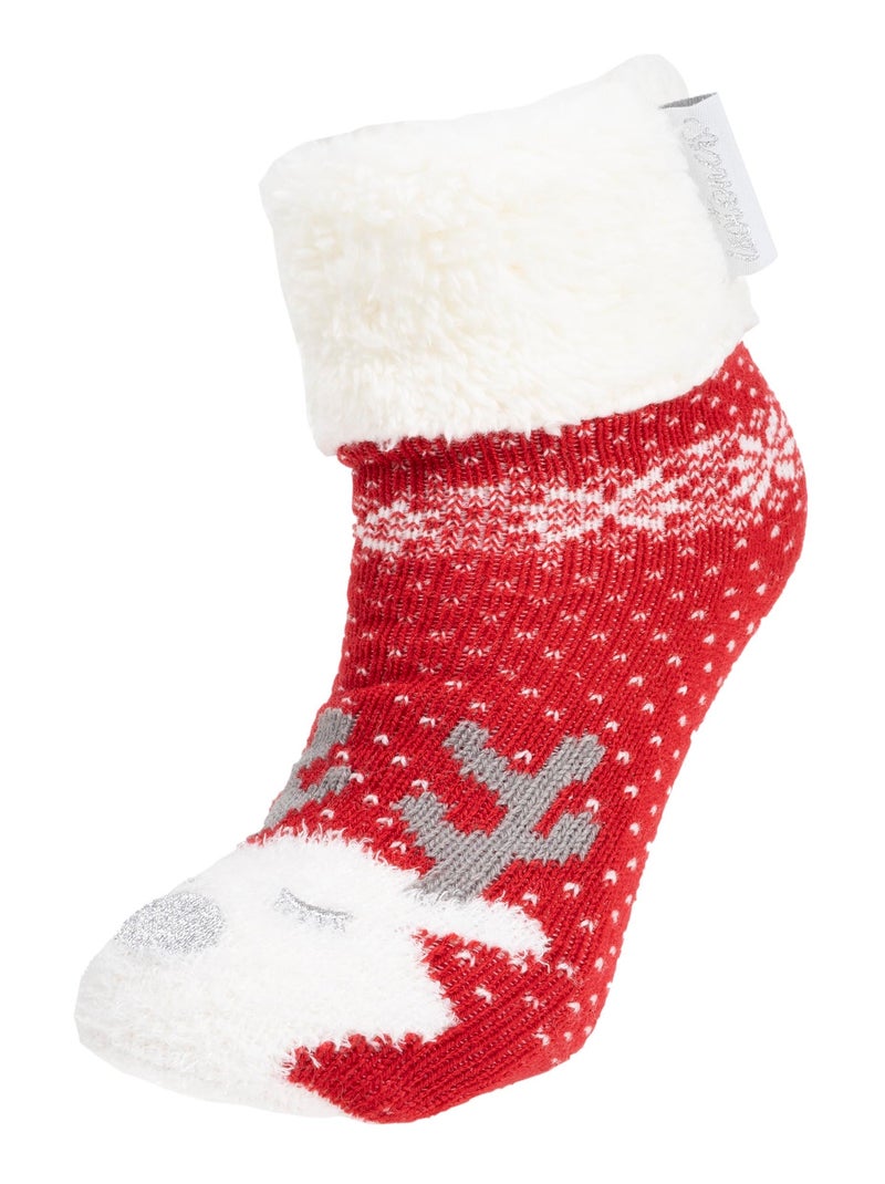Calzini antiscivolo Maille Noël - Puntini antiscivolo bambina Isotoner Rosso - Kiabi