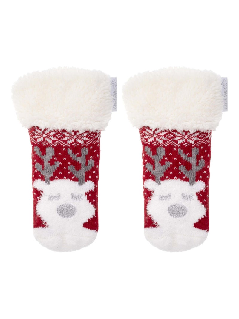 Calzini antiscivolo Maille Noël - Puntini antiscivolo bambina Isotoner Rosso - Kiabi