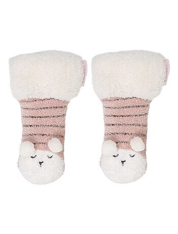 Calzini antiscivolo Montone lavorato a maglia di colore bianco bambina Isotoner