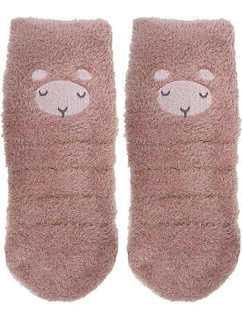 Calzini antiscivolo Montone lavorato a maglia di colore bianco bambina Isotoner