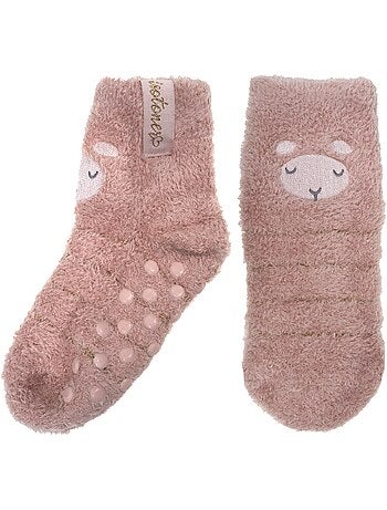 Calzini antiscivolo Montone lavorato a maglia di colore bianco bambina Isotoner