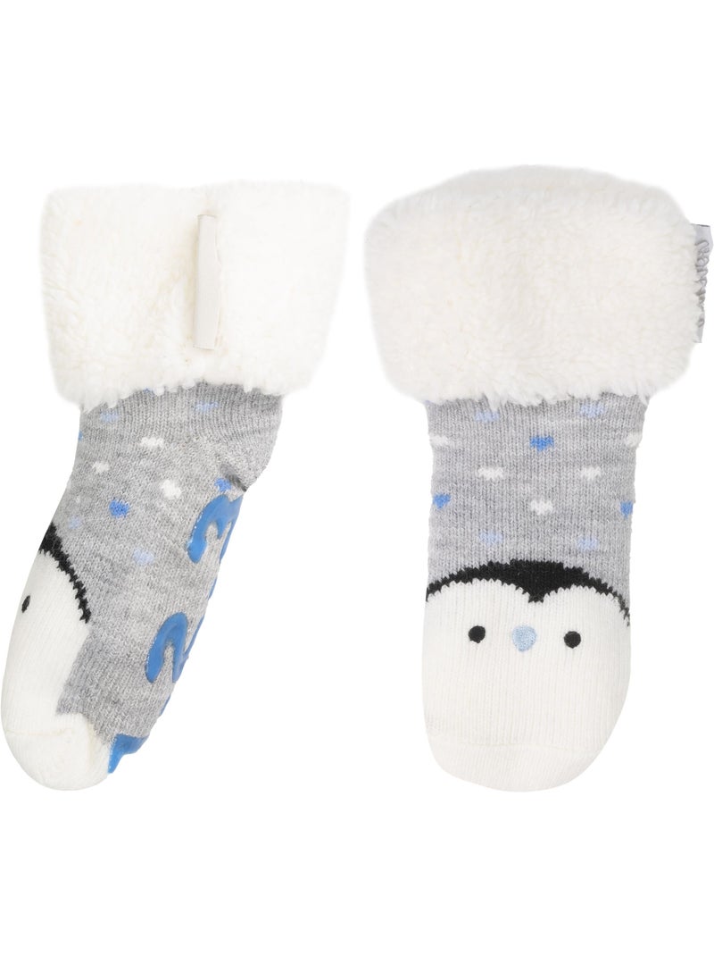 Calzini antiscivolo pinguino - maglieria unisex bambino Grigio melangiato - Kiabi