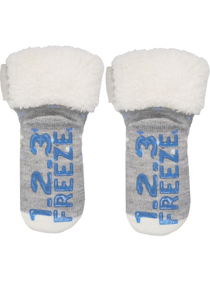 Calzini antiscivolo pinguino - maglieria unisex bambino Grigio melangiato - Kiabi