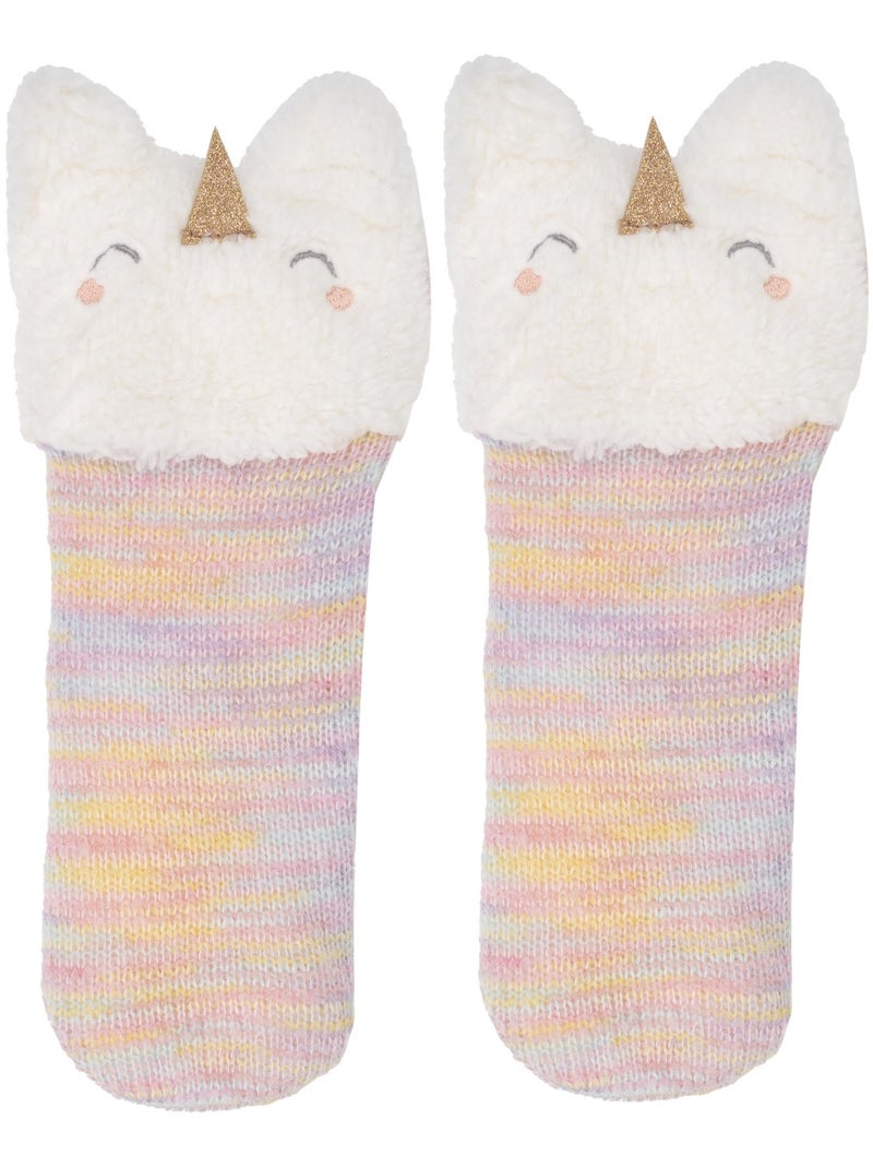 Calzini antiscivolo Unicorno multicolore lavorato a maglia bambina Isotoner Rosa pastello/Rosa chiaro/Bianco/Giallo pastello - Kiabi