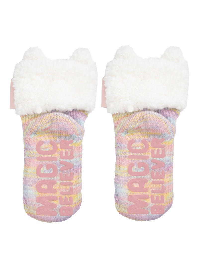 Calzini antiscivolo Unicorno multicolore lavorato a maglia bambina Isotoner Rosa pastello/Rosa chiaro/Bianco/Giallo pastello - Kiabi