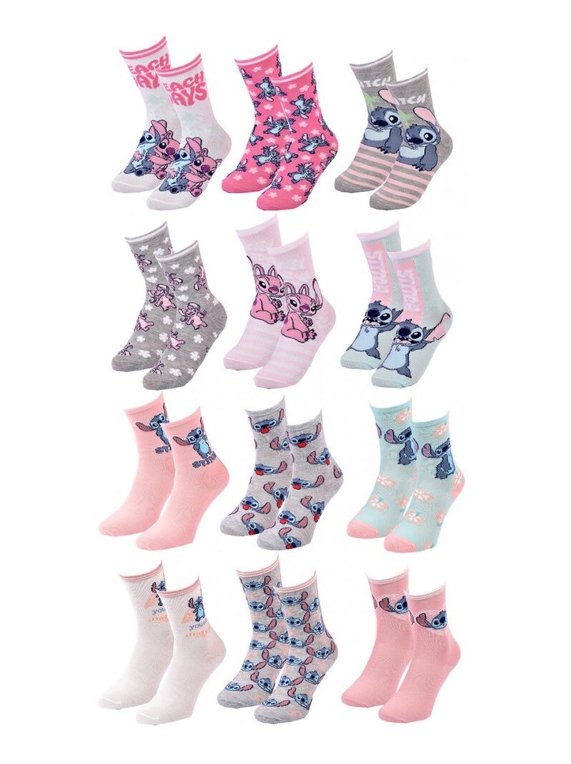 Calzini Bambina DISNEY LILO E STITCH Confezione da 12 Grigio giallo bianco - Kiabi