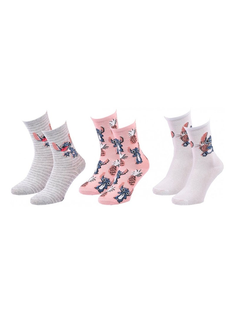 Calzini Bambina DISNEY LILO E STITCH Confezione da 3 Grigio/Bianco/Rosa - Kiabi