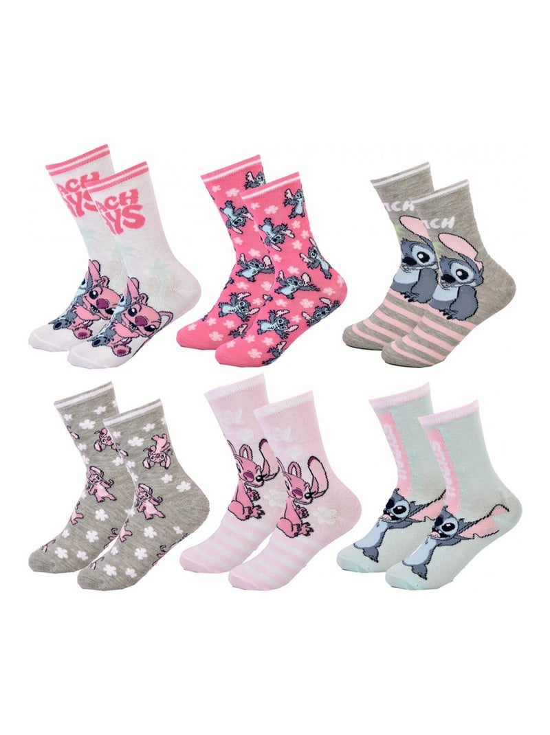 Calzini Bambina DISNEY LILO E STITCH Confezione da 6 Bianco Rosa scuro Grigio - Kiabi