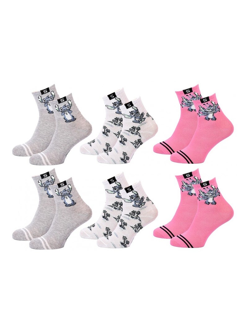 Calzini Bambina DISNEY LILO E STITCH Confezione da 6 Grigio/Bianco/Rosa - Kiabi