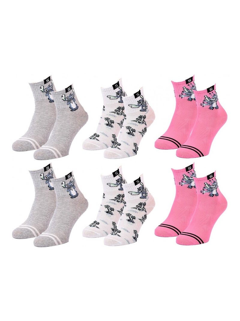 Calzini Bambina DISNEY LILO E STITCH Confezione da 6 Grigio/Bianco/Rosa - Kiabi