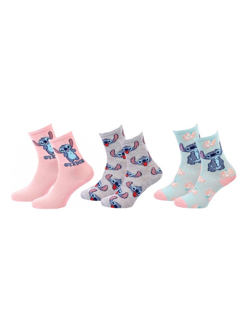 Calzini Bambina DISNEY LILO E STITCH Confezione da 6 Rosa pastello/Menta/Bianco/Beige - Kiabi