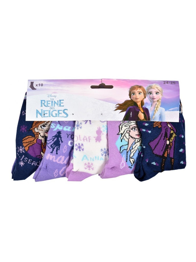 Calzini Bambina LA REINE DES NEIGES - Confezione da 10 Bianco Viola Bianco - Kiabi