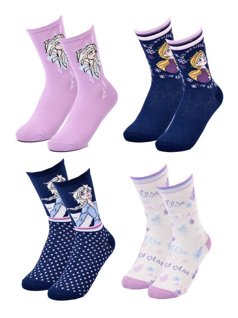 Calzini Bambina LA REINE DES NEIGES - Confezione da 4 Bianco Viola chiaro Bianco - Kiabi