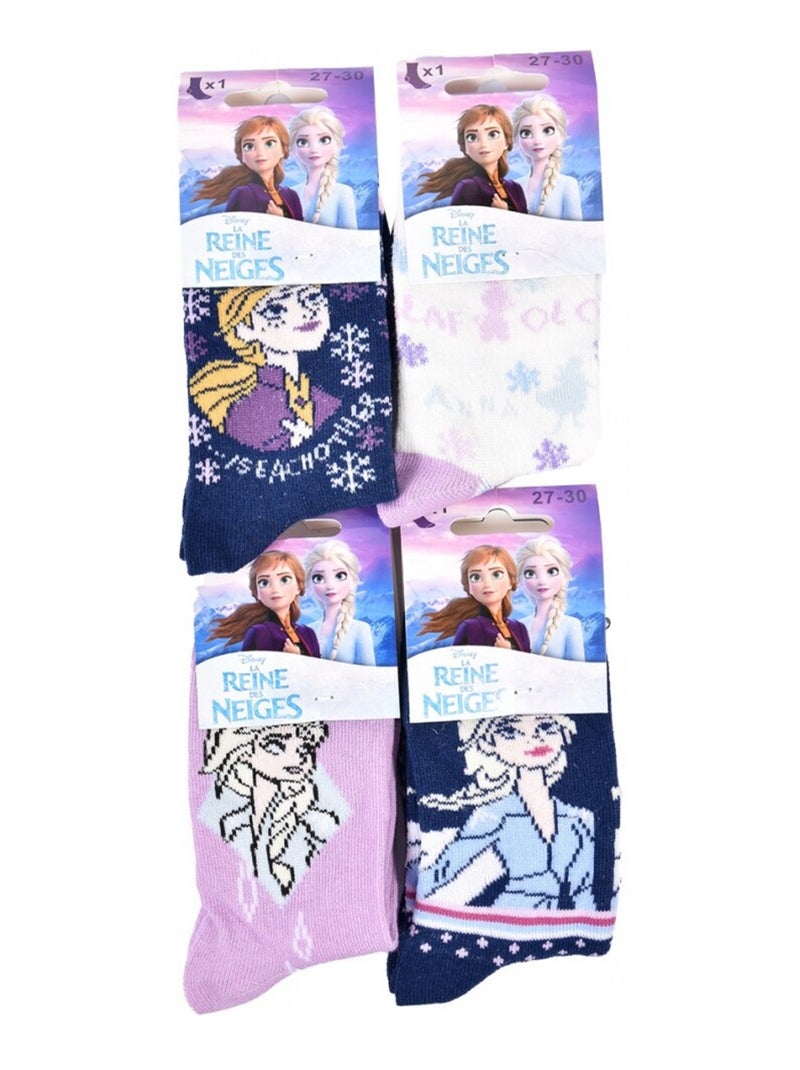 Calzini Bambina LA REINE DES NEIGES - Confezione da 4 Bianco Viola chiaro Bianco - Kiabi
