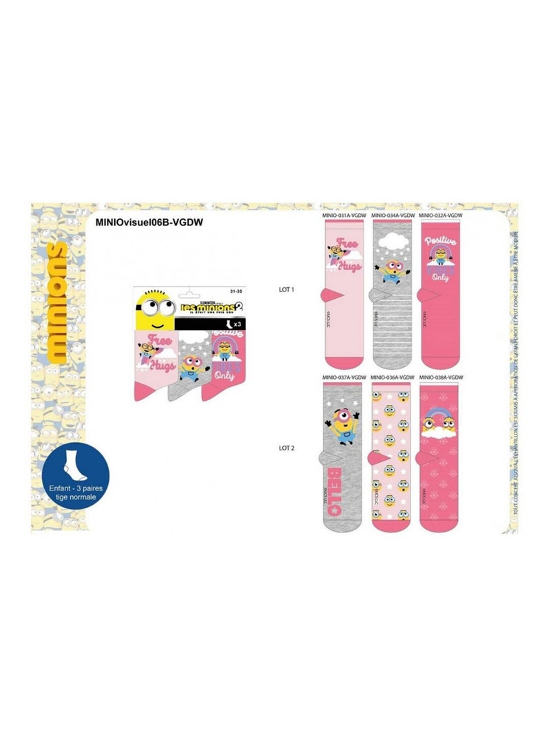 Calzini Bambina MOI MOCHE ET MECHANT - Confezione da 6 Bianco Rosa Grigio - Kiabi