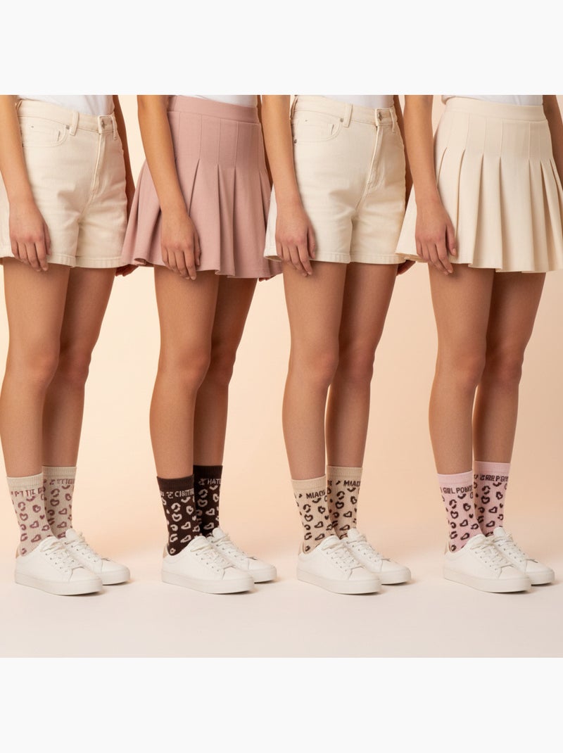 Calzini bambina paillettes messaggio umoristico ozabi confezione da 8 paia Rosa/Multicolore - Kiabi