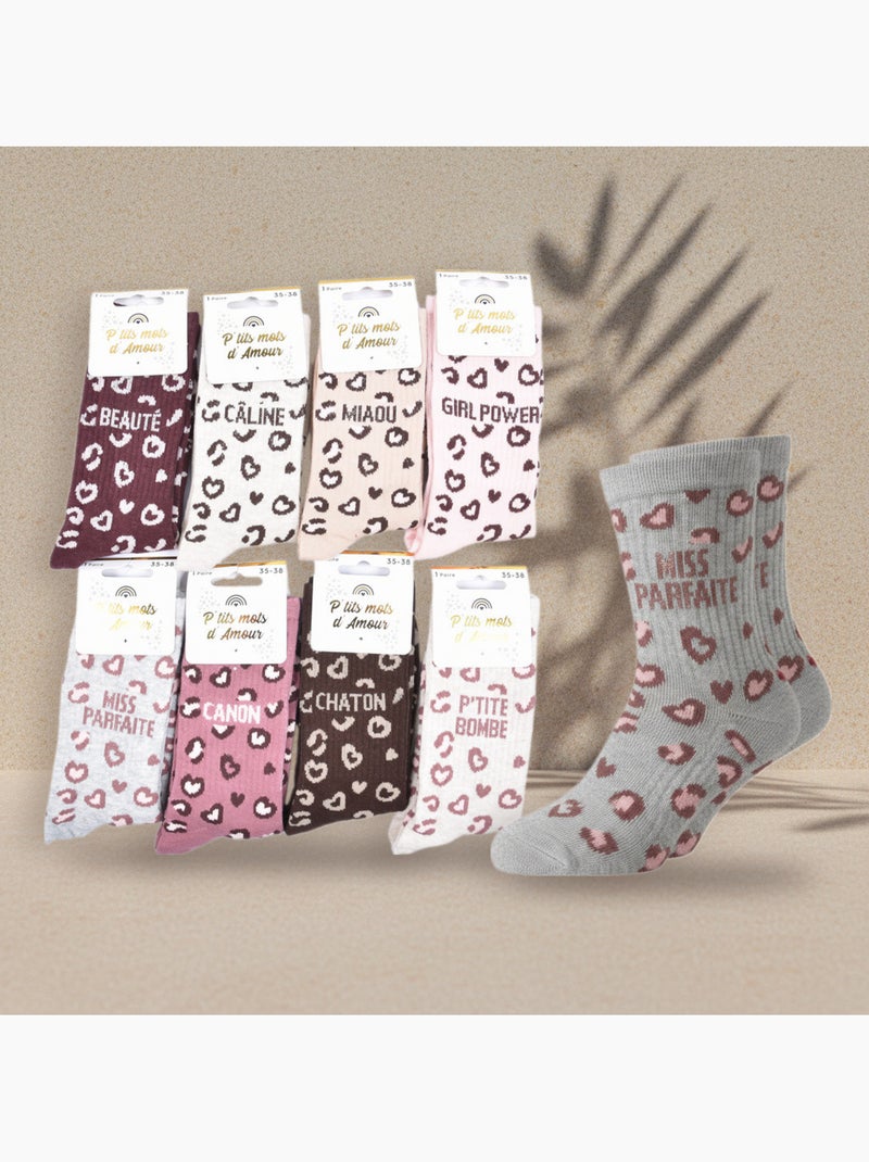 Calzini bambina paillettes messaggio umoristico ozabi confezione da 8 paia Rosa/Multicolore - Kiabi