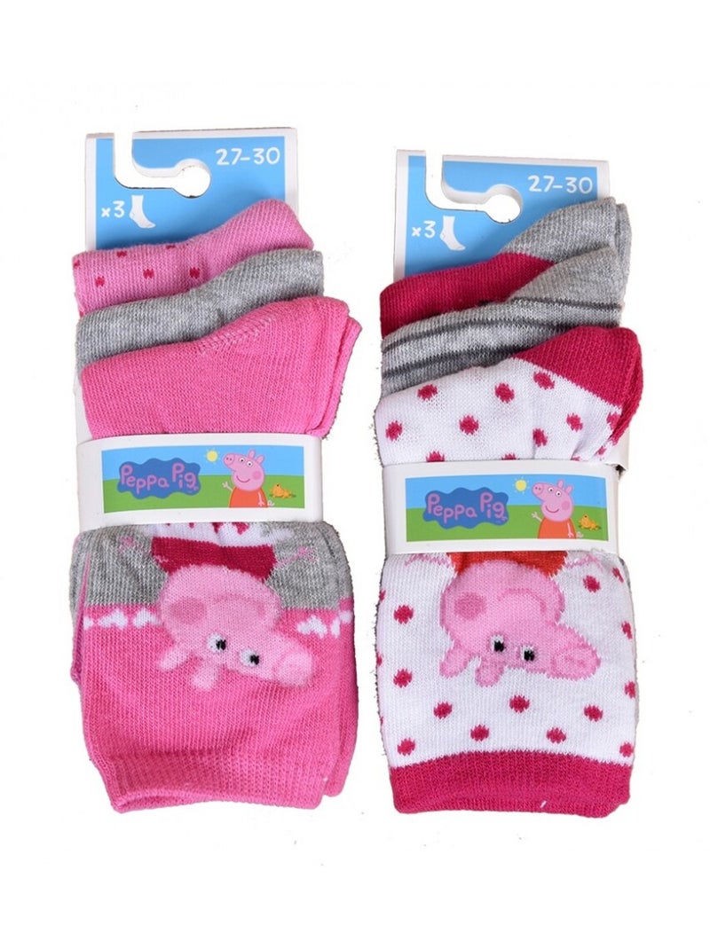Calzini Bambina PEPPA PIG - Confezione da 9 Grigio rosa bianco - Kiabi
