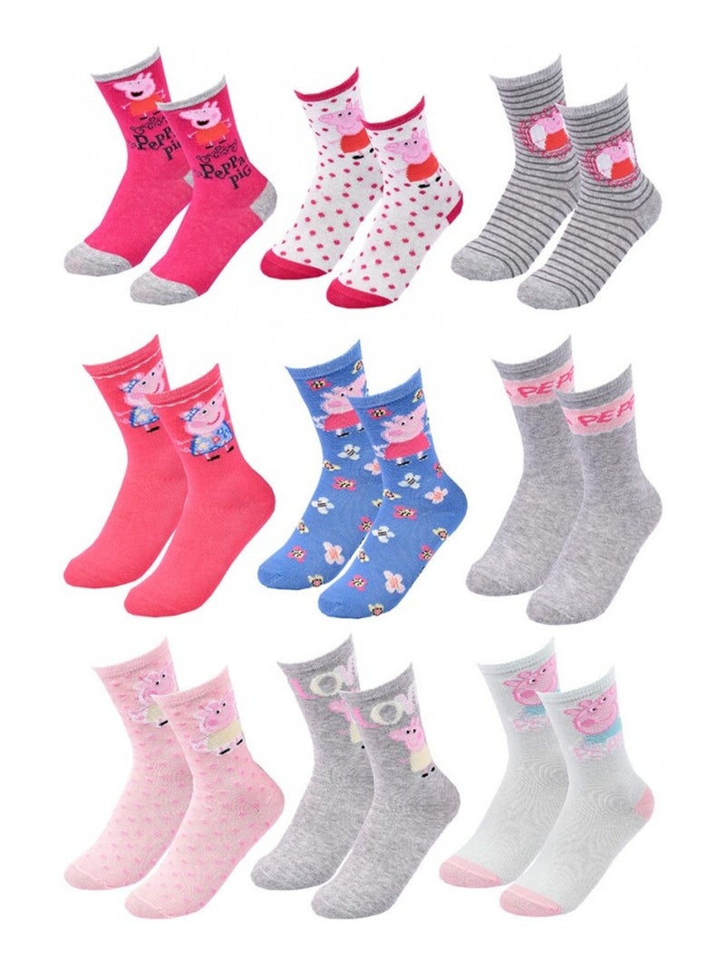 Calzini Bambina PEPPA PIG - Confezione da 9 Grigio rosa bianco - Kiabi