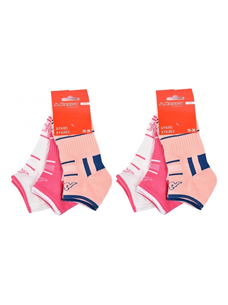 Calzini Bambina SNEAKER KAPPA - Confezione da 6 Bianco Rosa scuro - Kiabi