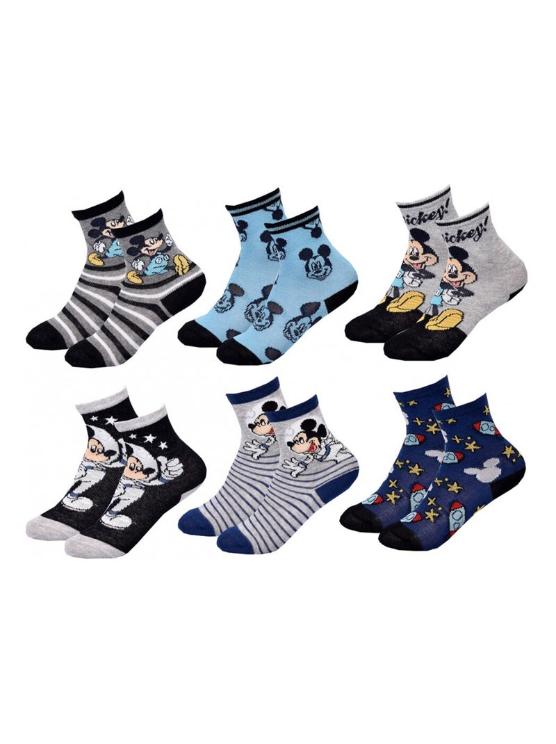 Calzini Bambino DISNEY MICKEY MOUSE - Confezione da 6 Grigio blu cielo blu - Kiabi