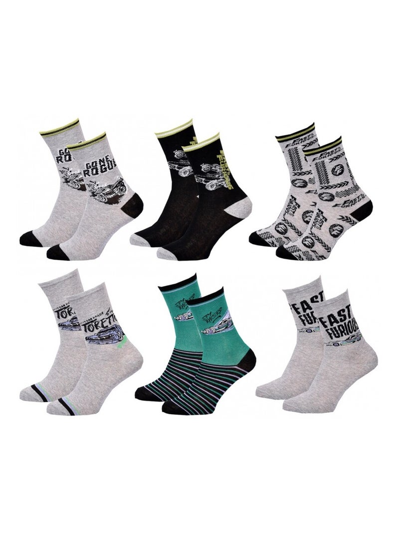 Calzini Bambino FAST AND FURIOUS - Confezione da 6 Grigio nero grigio - Kiabi