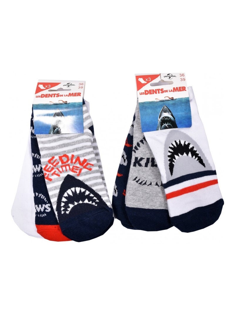 Calzini Bambino JAWS - Confezione da 6 Nero Bianco Grigio Rosso - Kiabi
