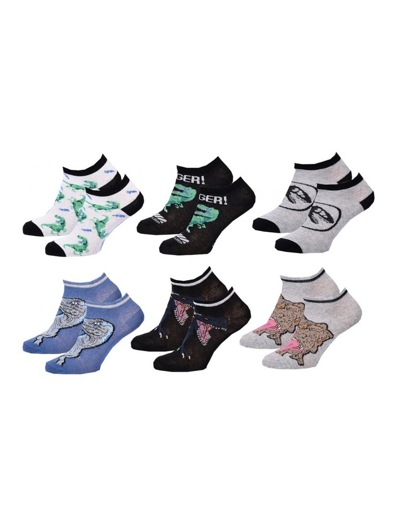 Calzini Bambino JURASSIC WORLD - Confezione da 6 Bianco Nero Grigio - Kiabi