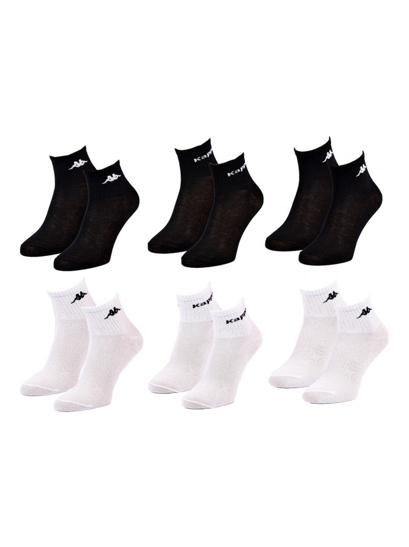 Calzini Bambino KAPPA QUARTER - Confezione da 6 Nero Bianco - Kiabi