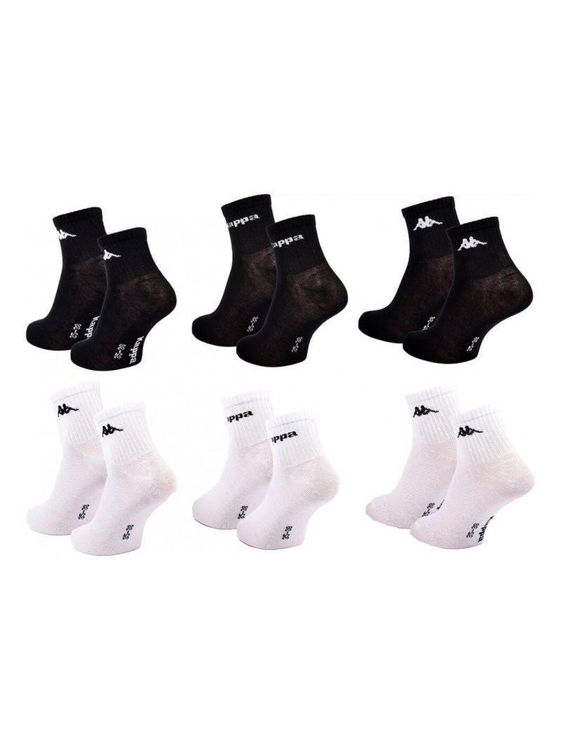 Calzini Bambino KAPPA QUARTER - Confezione da 6 Nero Bianco - Kiabi