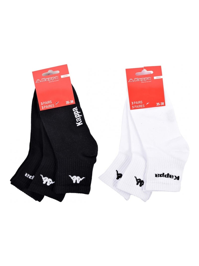 Calzini Bambino KAPPA QUARTER - Confezione da 6 Nero Bianco - Kiabi