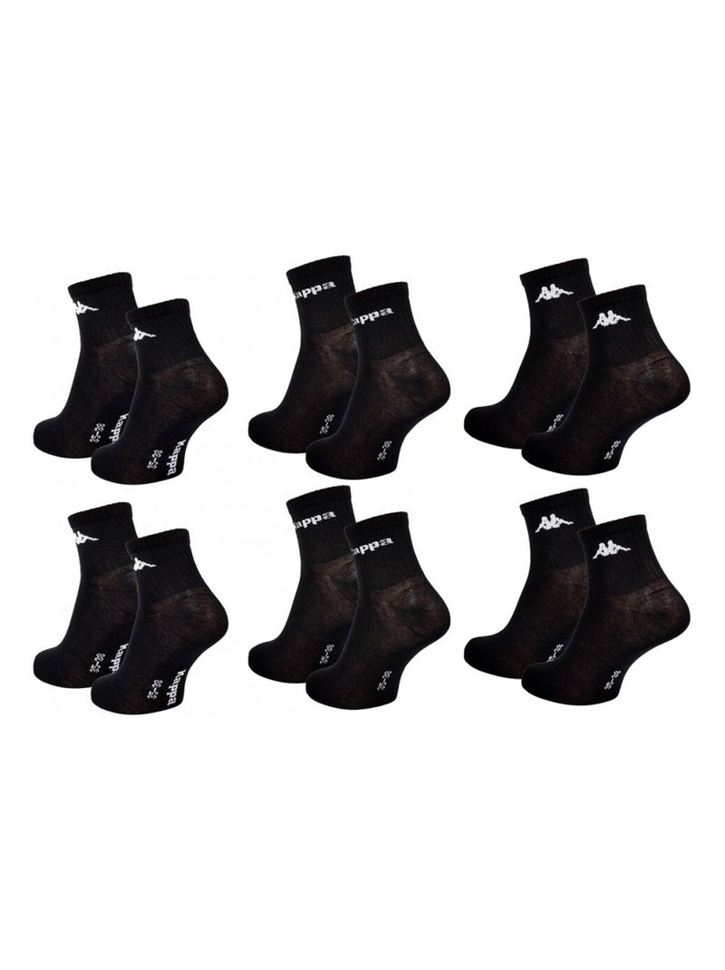 Calzini Bambino KAPPA QUARTER - Confezione da 6 Nero - Kiabi