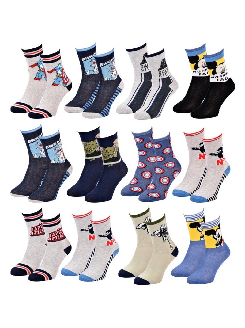 Calzini Bambino Licenza CONFEZIONE DA 12 PAIA DISNEY CLASSIC Blu grigio antracite Nero - Kiabi