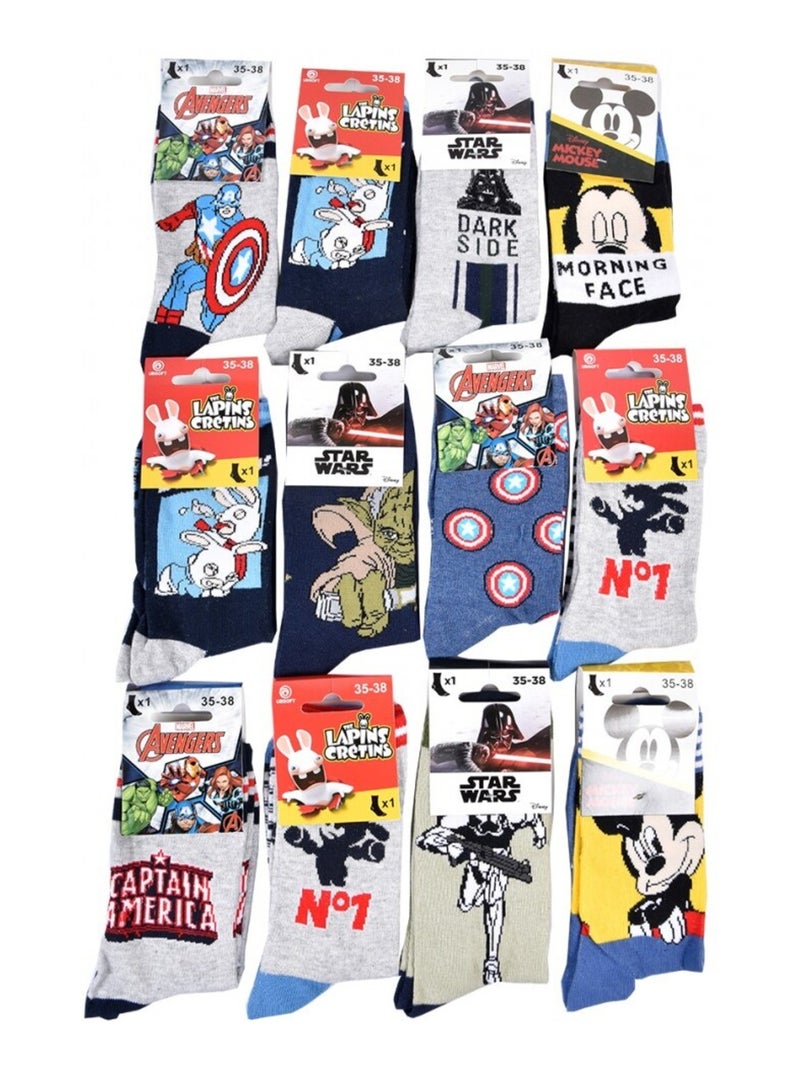 Calzini Bambino Licenza CONFEZIONE DA 12 PAIA DISNEY CLASSIC Blu grigio antracite Nero - Kiabi