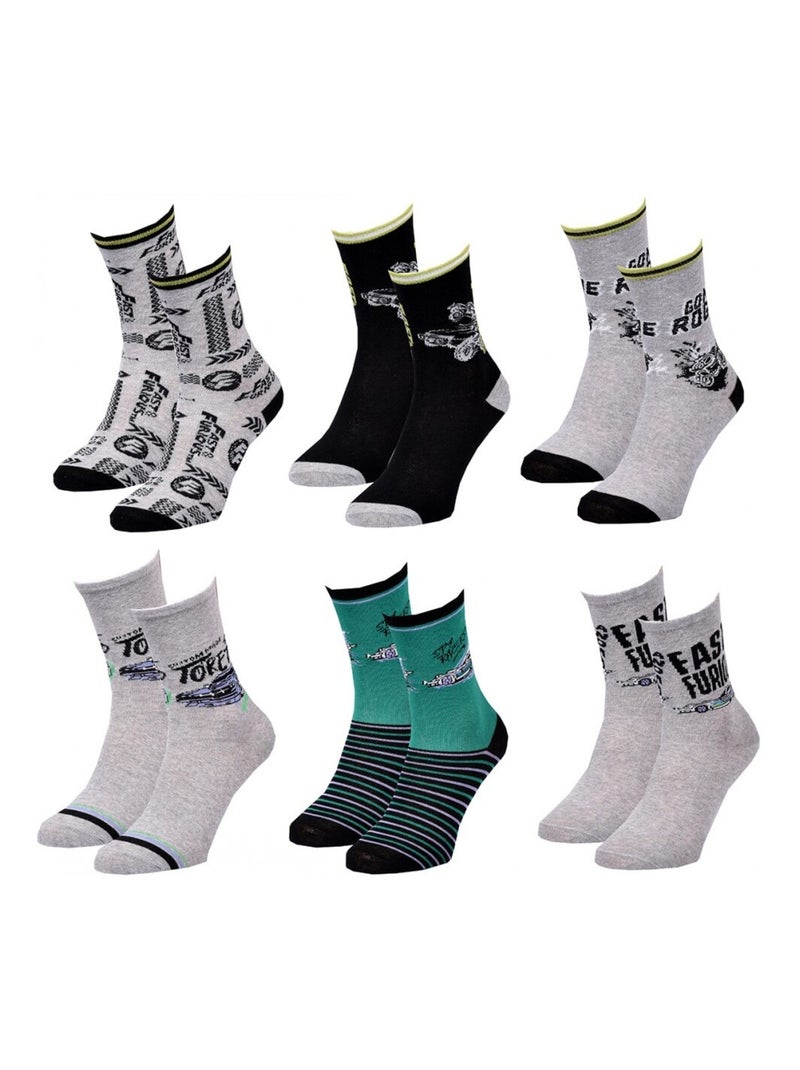 Calzini Bambino Licenza CONFEZIONE DA 12 PAIA FAST AND FURIOUS Grigio verde chiaro nero - Kiabi