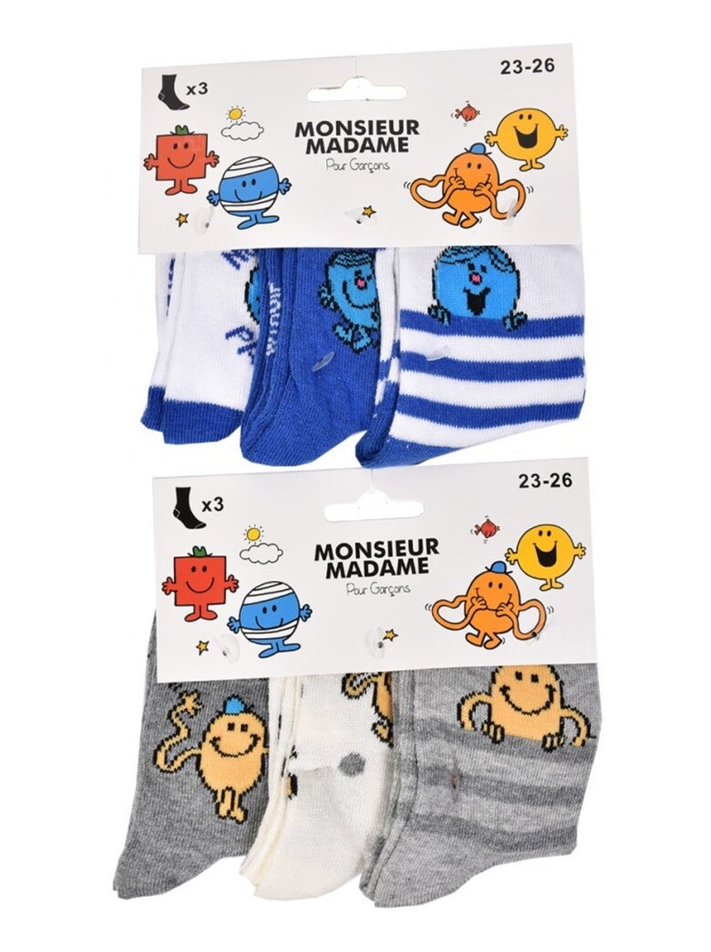 Calzini Bambino Licenza PACK DA 12 PAIA MONSIEUR MADAME Grigio bianco blu - Kiabi