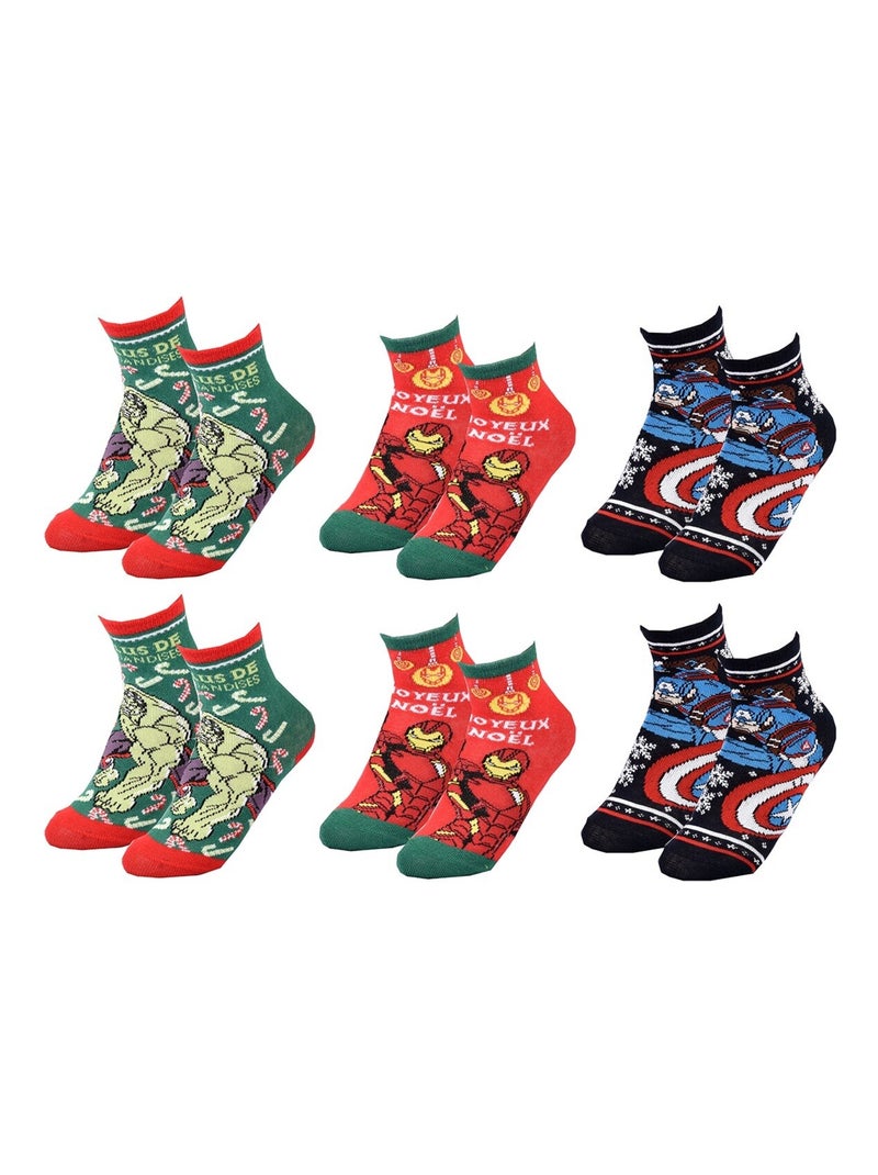 Calzini Bambino MARVEL AVENGERS Confezione da 6 Paia Blu Rosso - Kiabi